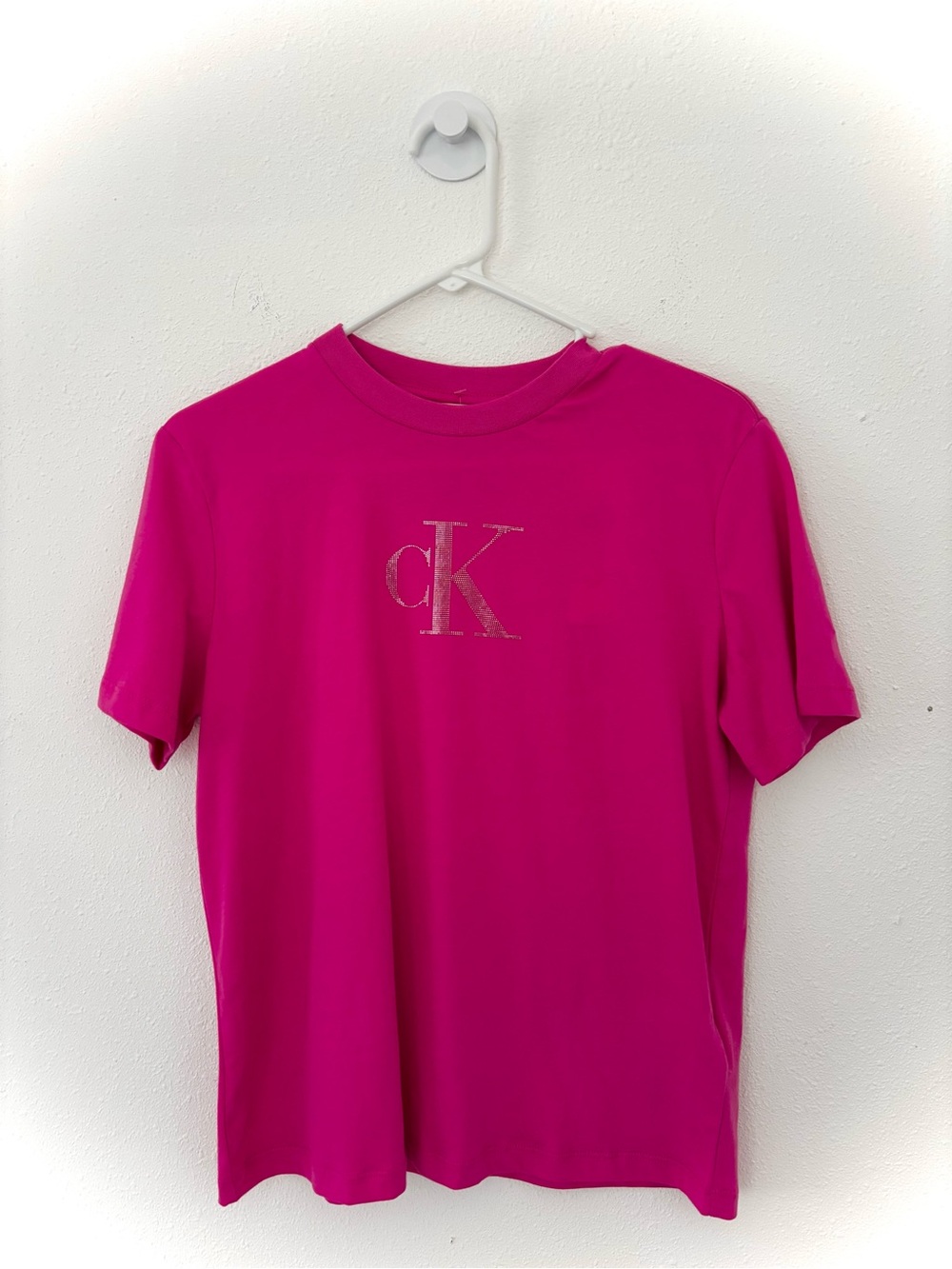 Calvin Klein Hot Pink Short Sleeve Silver CK Logo Tee